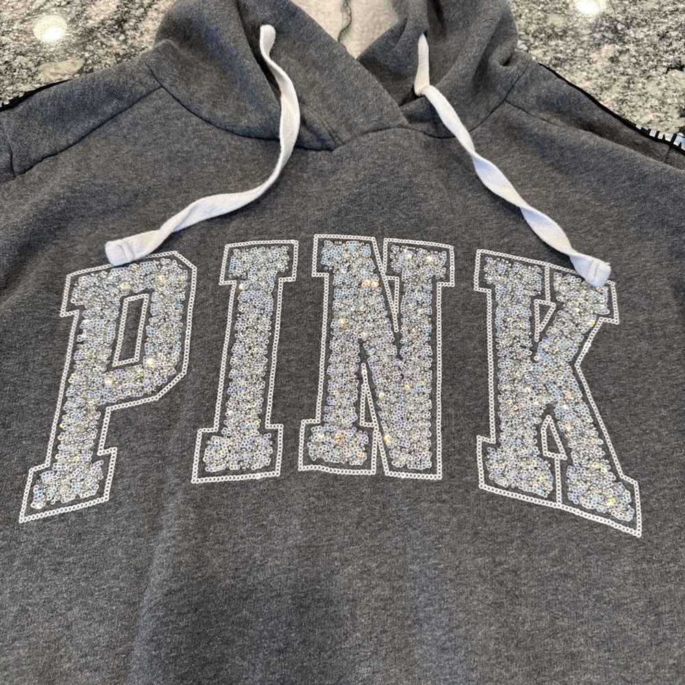 VICTORIA SECRET PINK SEQUENCE EMBROIDERED‎ Sweater Hoodie XS Limited Edition #80 - Picture 2 of 16